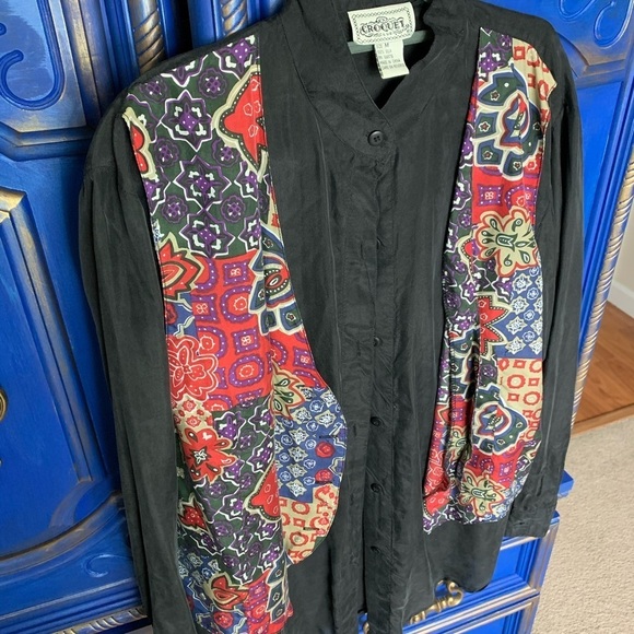 Vintage CROQUET CLUB Button-up Shirt Vest Silk Sz Medium - Picture 2 of 2